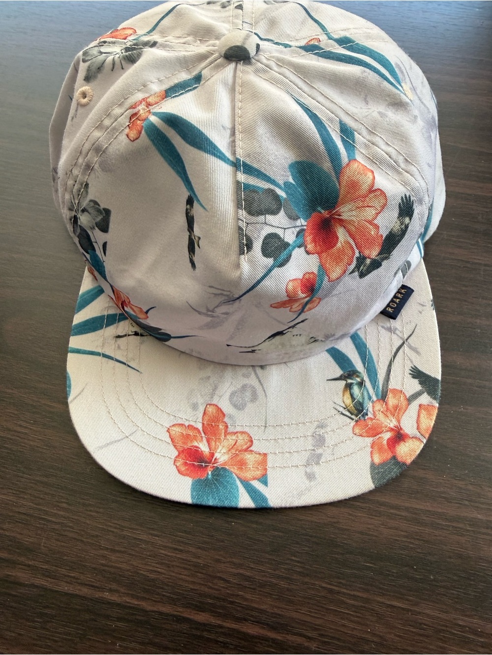 Roark White Orange Adjustable Floral Snapback Men's Hat One Size
